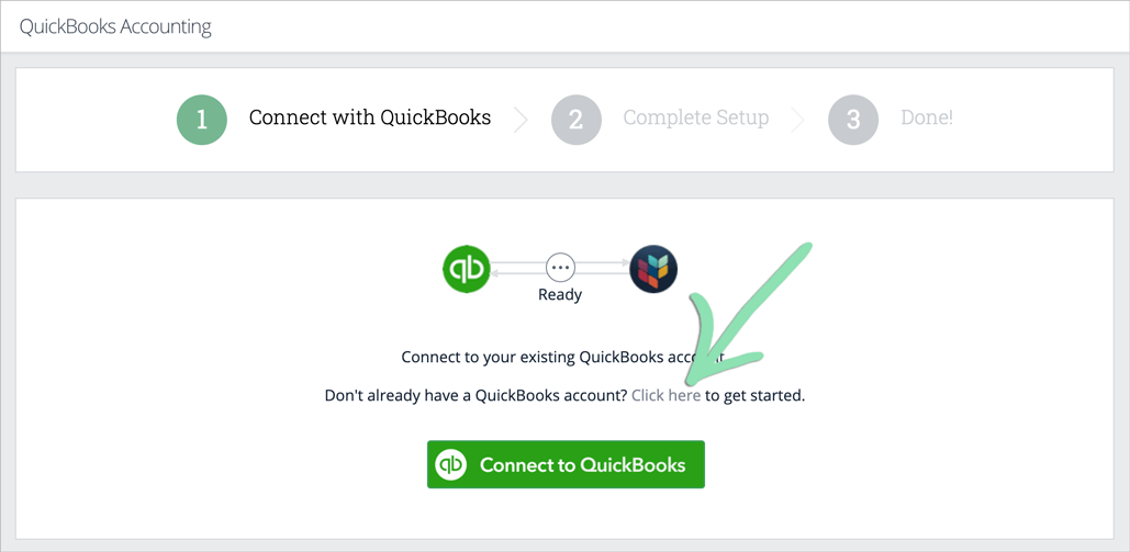 Connect to QuickBooks button.