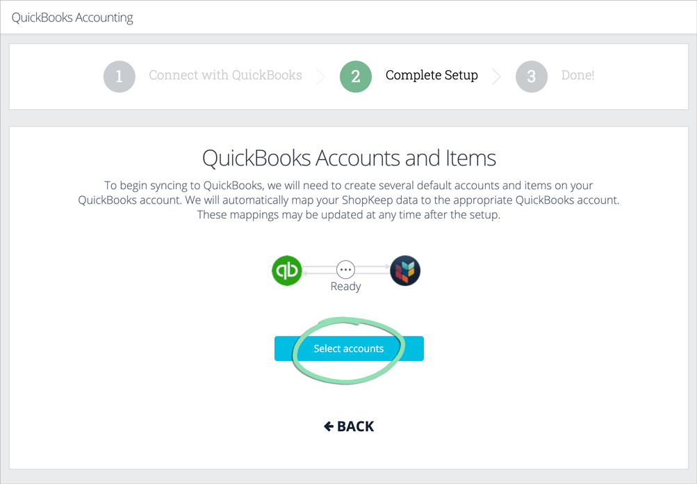 Select accounts button.
