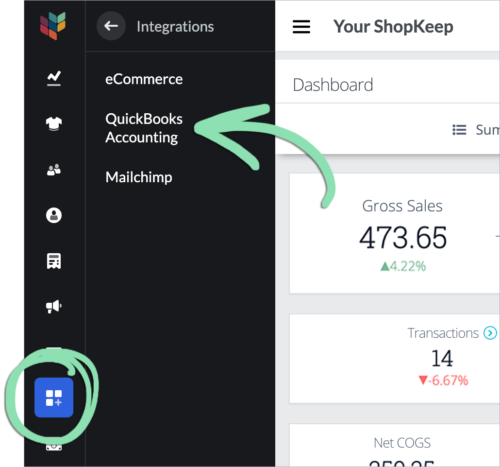 Retail POS back office Integrations page.