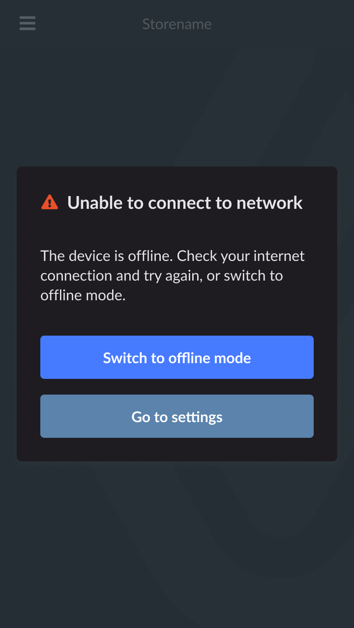 Terminal prompt to enable offline mode when Internet connection is lost.