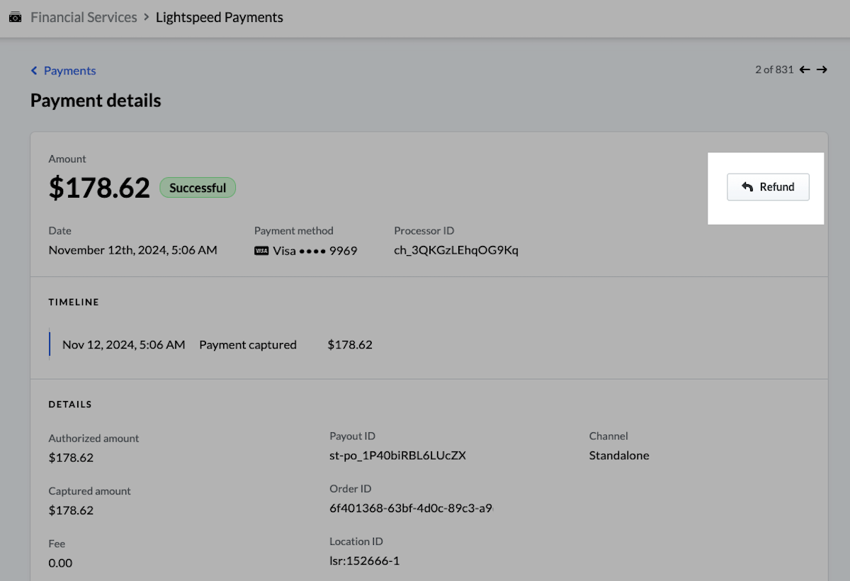 Payment details refund.